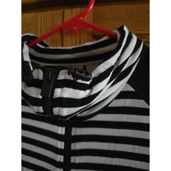 ZENERGY CHICOS Black White Striped Zip Knit Neema Jacket Top 0 US Womens  Casual - Picture 5 of 16